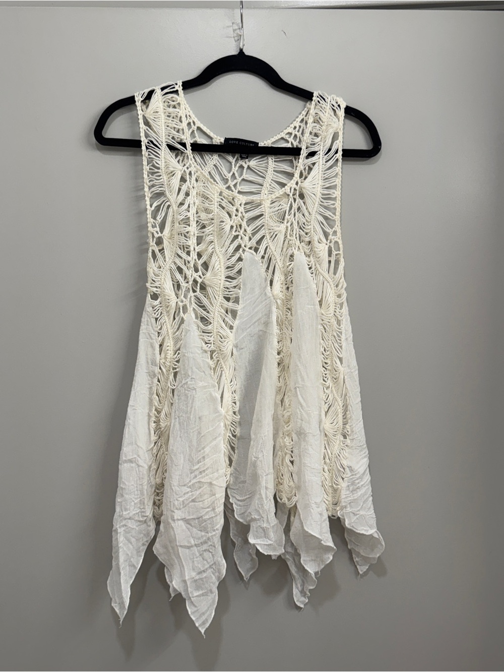 Love Culture Cream Crochet Swim Cover-Up Fairycore Boho